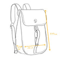 dessin des dimensions du sac à dos petit gravelot upcyclé 12L